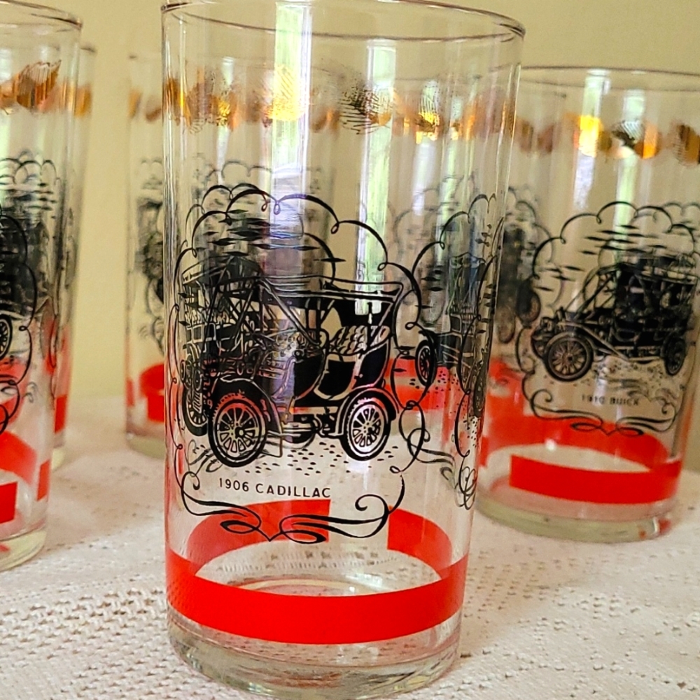 Classic Cars set of 6 vintage barware